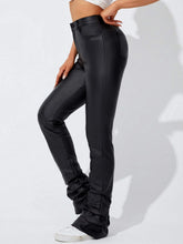 Leather Look High Waist Stacked Jeans